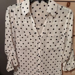 polka dot button down shirt